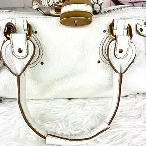 Chloé Paddington Bag White Chloe White Leather Paddington Medium Satchel Bag | Yoogi's